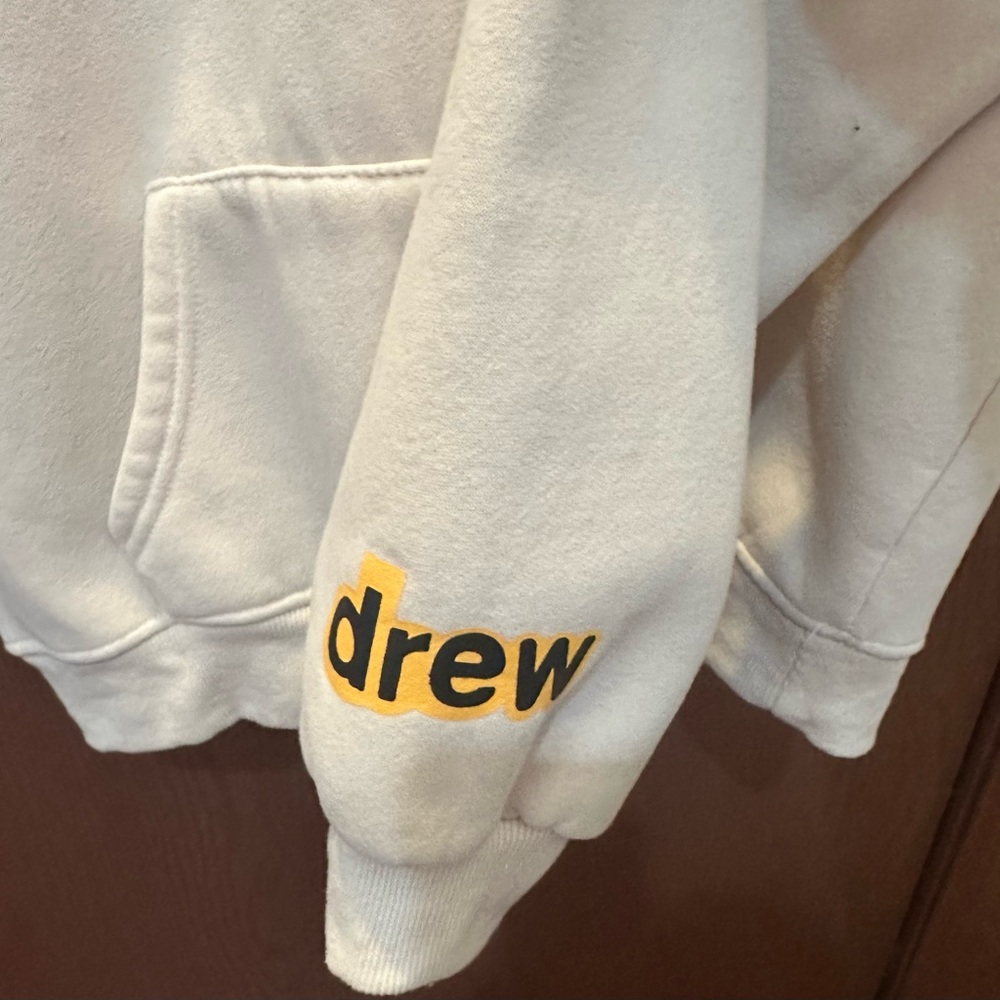 Drew House Cream Hoodie with Yellow Logo - Picture 3 of 5